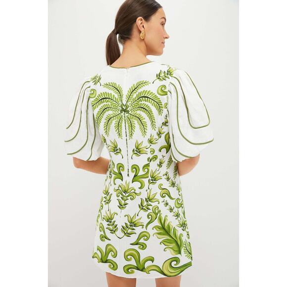 FARM RIO Off White V-Neck Milani Short Sleeve Mini Dress L NWT Retail $260 - Picture 2 of 5